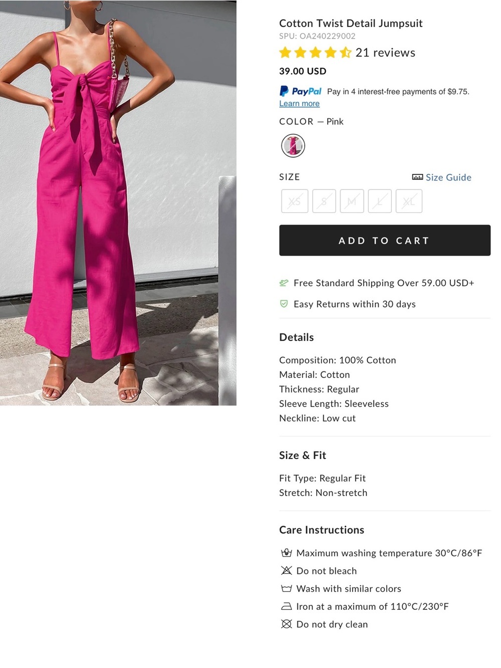 Commense Cotton Twist Detail Jumpsuit - Large - Picture 2 of 7